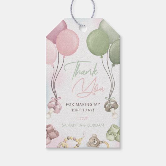 Boho Gender Revealありがとうラベル ギフトタグ (正面)