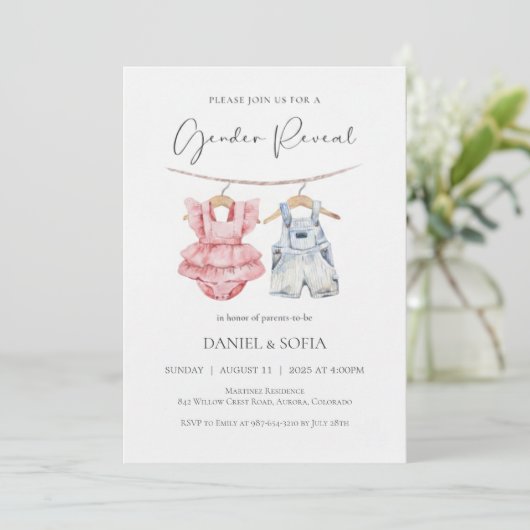 Boho Gender Reveal Invitation Neutral Baby 招待状 (スタンド正面)