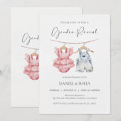 Boho Gender Reveal Invitation Neutral Baby 招待状 (正面/裏面)
