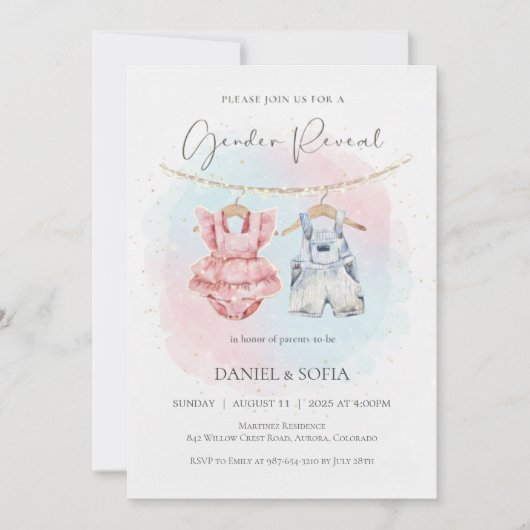 Boho Gender Reveal Invitation Neutral Baby 招待状 (正面)