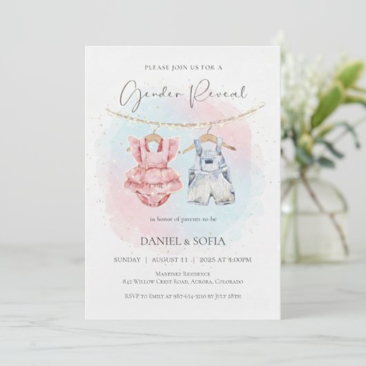 Boho Gender Reveal Invitation Neutral Baby 招待状 (スタンド正面)