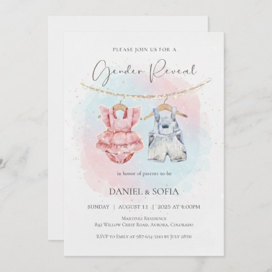 Boho Gender Reveal Invitation Neutral Baby 招待状 (正面/裏面)