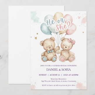 Boho Gender Reveal Invitation Neutral Baby 招待状
