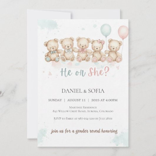 Boho Gender Reveal Invitation Neutral Baby 招待状 (正面)