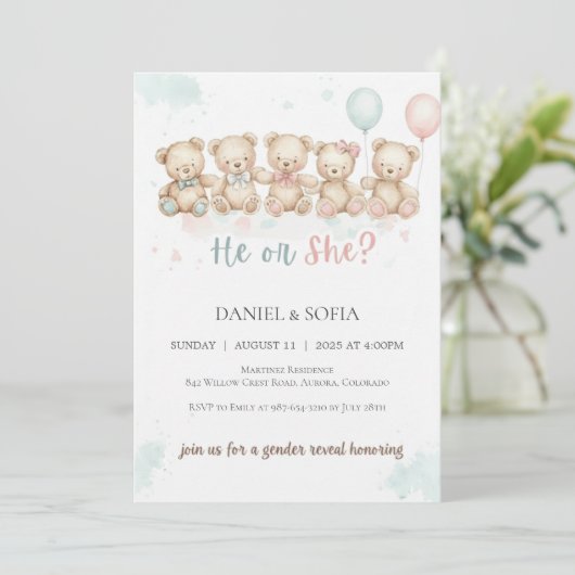 Boho Gender Reveal Invitation Neutral Baby 招待状 (スタンド正面)
