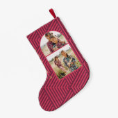 Boho Geometric 2枚の写真と名前 スモールクリスマスストッキング (裏面 (吊り時))