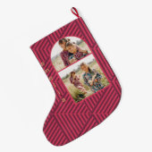 Boho Geometric 2枚の写真と名前 ラージクリスマスストッキング (裏面 (吊り時))