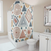 Boho Geometric Abstract Shapes Terracotta Pattern シャワーカーテン (インサイチュ)