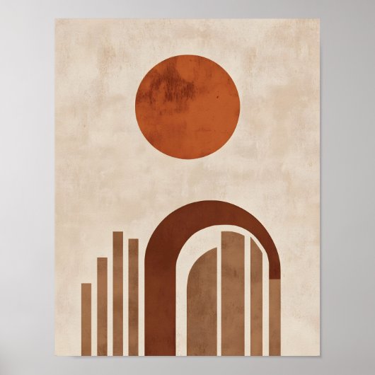 Boho Geometric Arch Minimal Terracotta Abstract ポスター (正面)