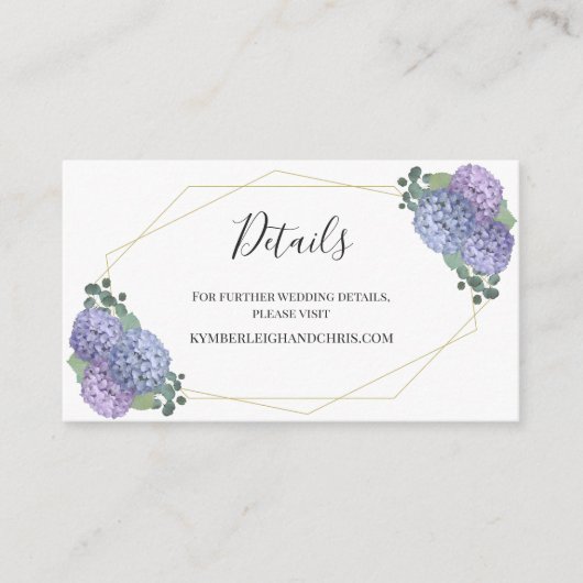 Boho Geometric Dusty Blueフローラ結婚のウェブサイト エンクロージャーカード (正面)