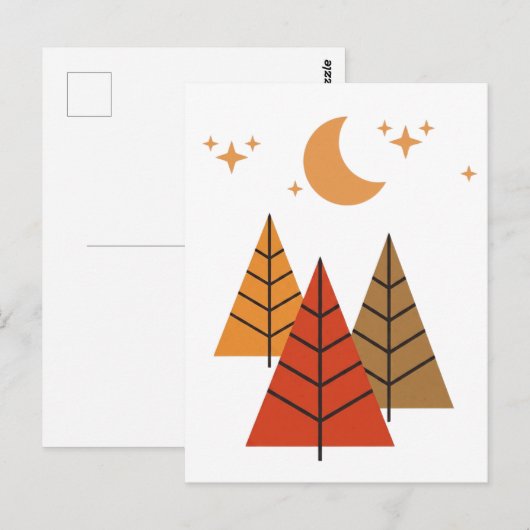 Boho Geometric Forest – Minimalist Pine Trees ポストカード (正面/裏面)