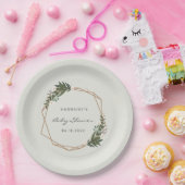 Boho Geometric Greenery赤ちゃん男女兼用シャワー ペーパープレート (パーティー)