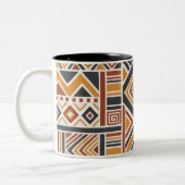 "Boho Geometric Pattern Mug, Earthy Tones Cup ツートーンマグカップ (左)
