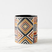 "Boho Geometric Pattern Mug, Earthy Tones Cup ツートーンマグカップ (中央)