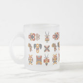Boho Geometric Pattern Mug, Earthy Tones Cup フロストグラスマグカップ (左)