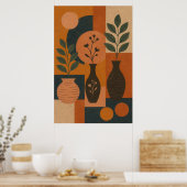 Boho Geometric Wall Art – Abstract Minimalist Post ポスター (キッチン)