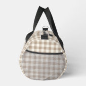Boho Gingham Pattern Plaid Check Neutral Monogram ダッフルバッグ (右)