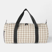 Boho Gingham Pattern Plaid Check Neutral Monogram ダッフルバッグ (裏面)