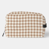 Boho Gingham Pattern Plaid Checkered Brown Name ドップキット (裏面)