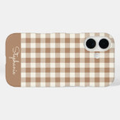 Boho Gingham Pattern Plaid Checkered Brown Name Case-Mate iPhoneケース (裏面 (横))