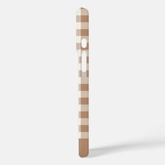 Boho Gingham Pattern Plaid Checkered Brown Name Case-Mate iPhoneケース (裏面 / 左)