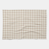 Boho Gingham Pattern Plaid Checkered Neutral キッチンタオル (横)