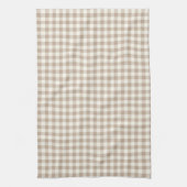Boho Gingham Pattern Plaid Checkered Neutral キッチンタオル (縦)