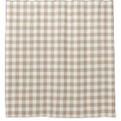 Boho Gingham Pattern Plaid Checkered Neutral シャワーカーテン (正面)