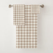 Boho Gingham Pattern Plaid Checkered Neutral バスタオルセット (インサイチュ)