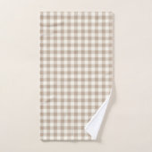 Boho Gingham Pattern Plaid Checkered Neutral バスタオルセット (ハンドタオル)