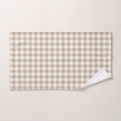 Boho Gingham Pattern Plaid Checkered Neutral バスタオルセット (ハンドタオル)