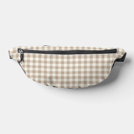 Boho Gingham Pattern Plaid Checkered Neutral ファニーパック
