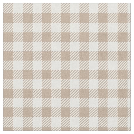 Boho Gingham Pattern Plaid Checkered Neutral ファブリック (クローズアップ)