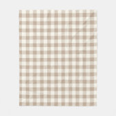 Boho Gingham Pattern Plaid Checkered Neutral フリースブランケット (正面)