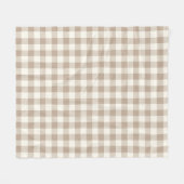 Boho Gingham Pattern Plaid Checkered Neutral フリースブランケット (正面(横))