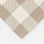 Boho Gingham Pattern Plaid Checkered Neutral フリースブランケット (角)