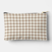 Boho Gingham Pattern Plaid Checkered Neutral Name アクセサリーポーチ (裏面)