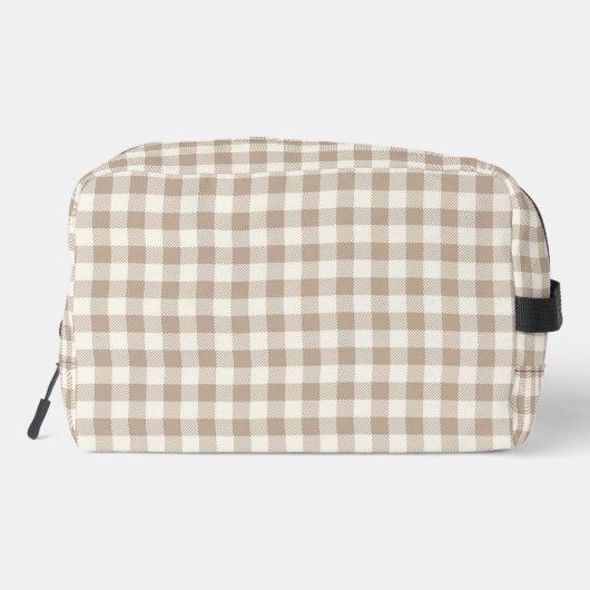 Boho Gingham Pattern Plaid Checkered Neutral Name ドップキット (裏面)