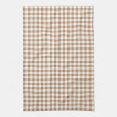 Boho Gingham Pattern Plaid Checkered Tan Brown キッチンタオル (縦)