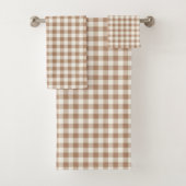 Boho Gingham Pattern Plaid Checkered Tan Brown バスタオルセット (インサイチュ)