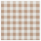 Boho Gingham Pattern Plaid Checkered Tan Brown ファブリック (クローズアップ)