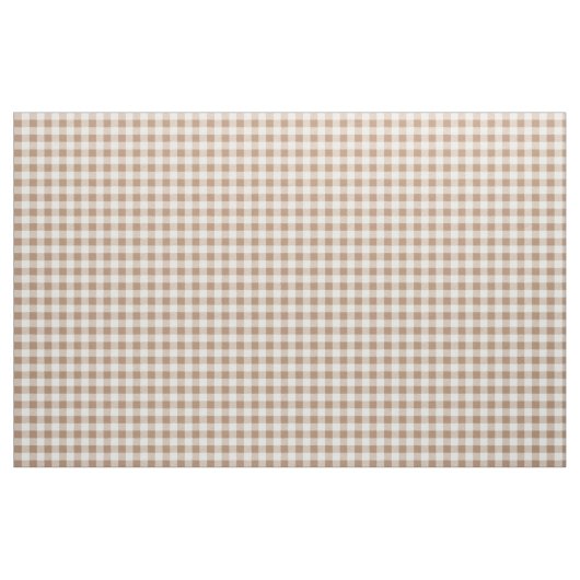 Boho Gingham Pattern Plaid Checkered Tan Brown ファブリック (ファットクウォーター)