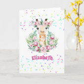 Boho Giraffe花ガールズ、10代の贈り物という名前 カード (黄色い花)