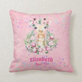 Boho Giraffe花ガールズ、10代の贈り物という名前 クッション