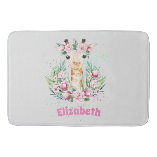 Boho Giraffe花ガールズ、10代の贈り物という名前 バスマット