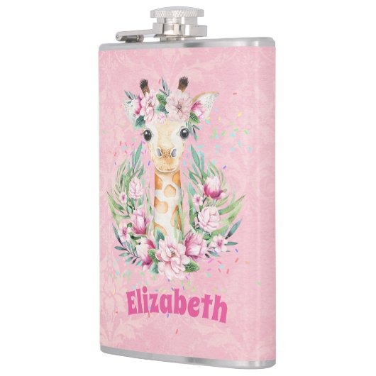 Boho Giraffe花ガールズ、10代の贈り物という名前 フラスク (左)
