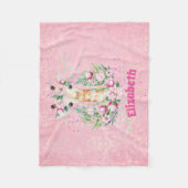 Boho Giraffe花ガールズ、10代の贈り物という名前 フリースブランケット (正面)
