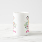 Boho Giraffe花ガールズ、10代の贈り物という名前 ボーンチャイナマグカップ (正面)