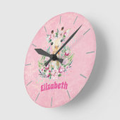 Boho Giraffe花ガールズ、10代の贈り物という名前 ラウンド壁時計 (傾斜)