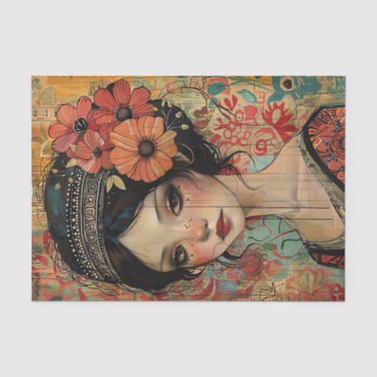 BOHO GIRLお洒落 DECOPAGE 薄葉紙 (正面)